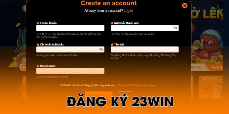 Quy trình giúp anh em đăng ký 23win dễ dàng
